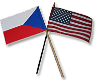 Flags of the Czech Republic and the United States of America.