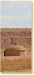Hogan on the Navajo Indian Reservation.